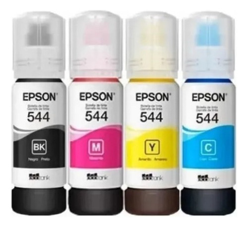 Kit De 4 Recambios De Tinta Para Epson T544 L3110 L3250 L3150 B Y C M Colors Ink