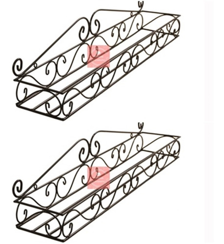 Kit Dois Suportes Floreira Parede Em Ferro 80cm Preto Oferta