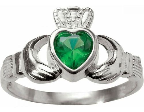 Anillo Celta Claddagh Piedra Simbolo Amor En Plata Art 695