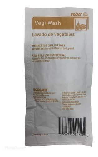 Desinfectante Frutas Y Verduras Vegi Wash Ecolab Caja C 100p