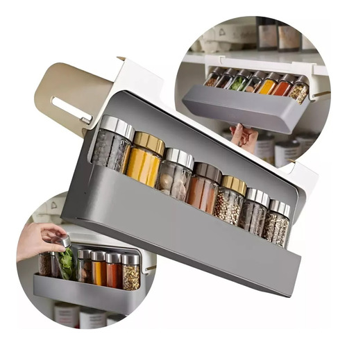 Especiero Colgante Rebatible Rack Organizador + 6 Frascos