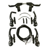 Kit  De Frenos V-brake Con Manijas Y Cables 4 Piezas