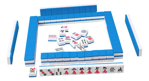 144x Mini Mahjong Tiles Juego Versión China Azul