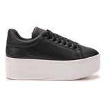 Tenis Plataforma Feminino Preto Sola Alta Fashion Blogueira