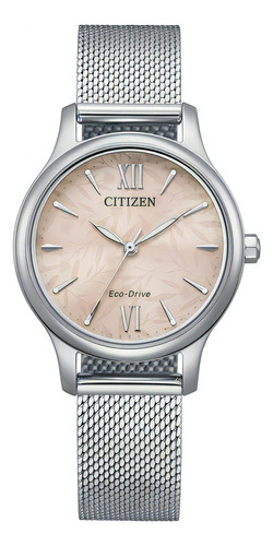 Reloj Citizen Em089981x Mujer De Acero Inoxidable Color De La Malla Plateado Color Del Bisel Gris Color Del Fondo Beige/rosa