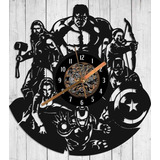 Reloj De Pared Avengers Calado En Madera Deco Negro