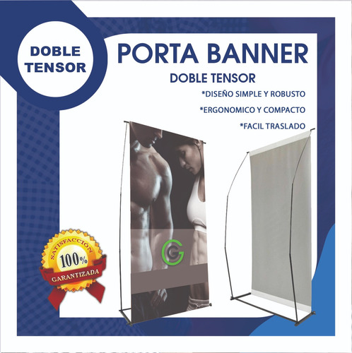 Porta Banner Doble Tensor 90x190cm + Lona Impresa-publicidad