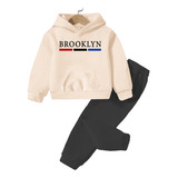 Conjunto Moletom Infantil Peluciada Calça E Blusa Brooklyn