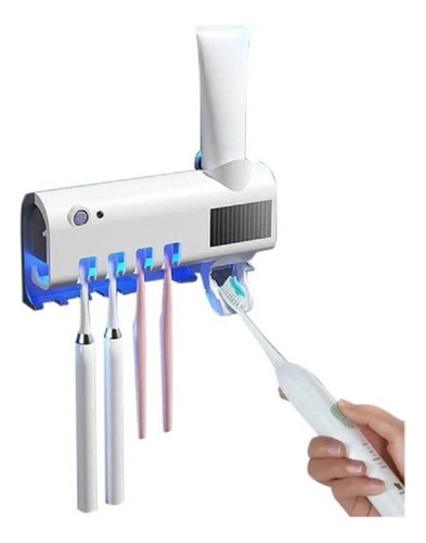 Soporte Para Cepillos De Dientes Con Esterilizador Uv Y Dispensador De Pasta Blanca