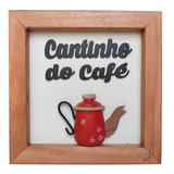 Quadro Grande Artesanal De Madeira 30x30 Cantinho Do Café