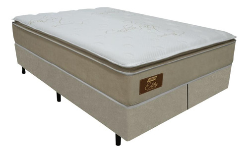 Cama Box Casal King Molas Ensacada Elity 193cm Branco / Bege