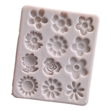 * Molde Silicon 12 Mini Flores Fondant Choco Resina Sugar