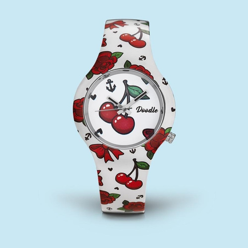 Reloj Doodle Diseño Italiano Modo Americano Cerezas 