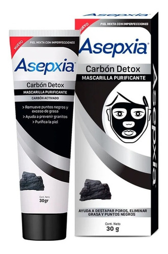 Asepxia Mascarilla Facial Peel Off Carbón Detox X 30 G