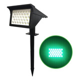 Luminária Solar Jardim Espeto 30w Forte Led Luz Verde