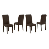 Conjunto 4 Cadeiras Lisboa Imbuia/ Marrom Cor Imbuia/marrom 04 Cor Da Estrutura Da Cadeira Imbuia Desenho Do Tecido Liso