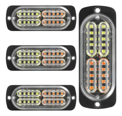 Par Estrobo Led Automotivo 24w 16 Funções 12v/24v Ambulância