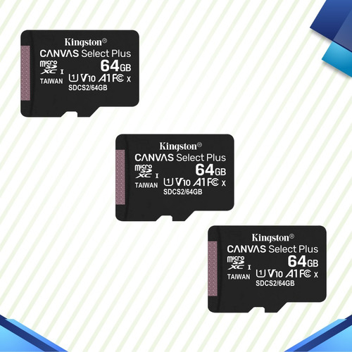 Paquete De 3 Memorias Microsd Kingston De 64gb