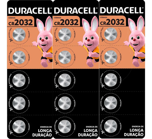 Pilha Bateria Duracell Moeda 2032 - 3 Cartela C/5 Unidades