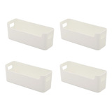 Set 2 Caja Organizador Plástica Blanco Grande 25.5x8.5x9.5cm