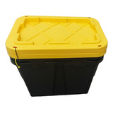 Greenmade 2 Cajas Plástico Uso Rudo Almacenamiento 45 L C/u Color Negra Con Amarillo Liso