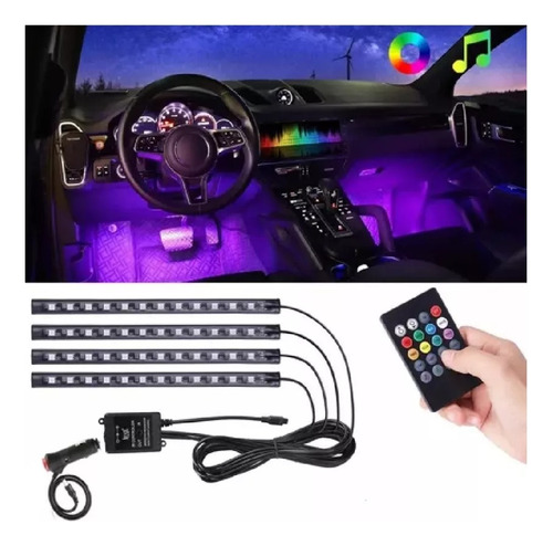 Tira Luces Interior Auto Led Rgb Multicolor Audioritmica 12v