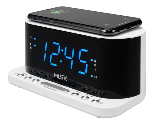 Misik - Radio Reloj Despertador - Cargador Inalámbrico Color Blanco