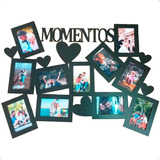 Painel Momentos P/ 11 Fotos 10x15 Quadro Mdf Preto Promoção