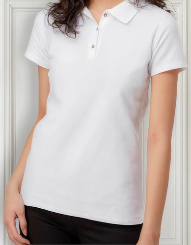 Playera Polo Manga Corta Para Dama Color Blanco | MercadoLibre