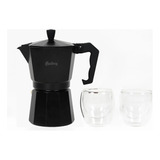 Cafetera Italiana Con 2 Vasos Hudson Total Black 