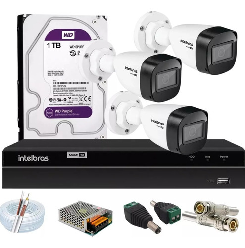 Kit Intelbras 3 Cam Vhd 1130b G7 2.8mm Dvr 1204 C/1tb Purple