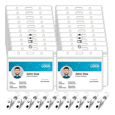 Timotech 50 Portatarjetas De Identificación Con Clip Metal Color Transparente | MercadoLibre