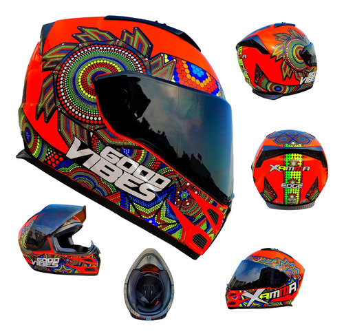 Casco Moto Rojo Mandala Edge Deportivo Certificado Cerrado