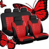 Funda Cubre Asiento Diseños Rojo Auto Universal 9piezas