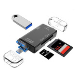 Adaptador 3 En 1 Lector Tarjetas Sd Y Micro Sd, 2.0 Usb