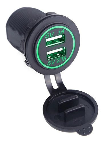 Cargador Usb Carro Moto Dc12v-24v Dual Impermeable Puerto 5v