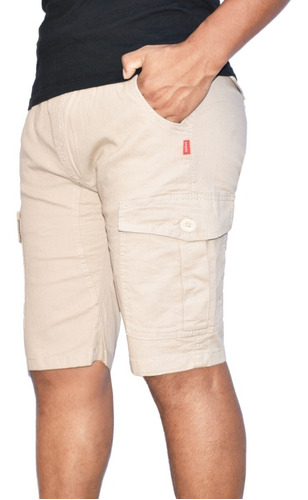 Pantalon Bermuda Short Cargo Gabardina Hombres