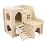 Tiny Hamster Maze Wood House Fun Slide House - Casa De Dos P