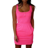 (-xl) Vestido Moderno Sin Mangas De Color Liso, Mini Rodilla