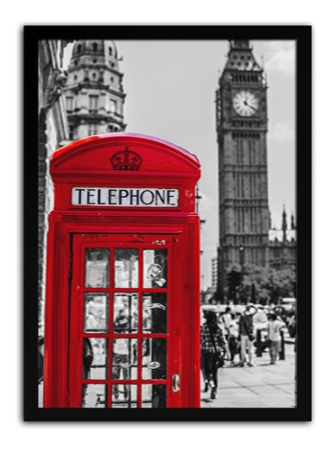 Quadro Decorativo Poster Cabine Telefonica Londres 32x23