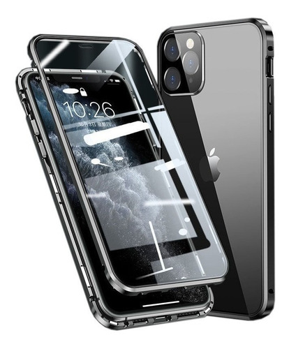 Caixa De Vidro Quadrada Do Metal Para O iPhone 11/11 Pro/11