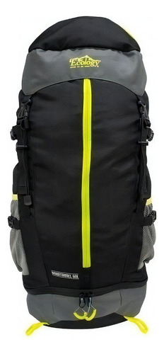 Mochila Morral Para Camping Táctica De Trekking 50l Ecology Color Negro Diseño De La Tela Liso