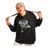 Sudadera Negra Con Gorro Estampado De Perros Pug Original 