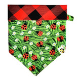 Bandana Pet Cachorro Dupla Face Joaninha Xadrez Red Tam M