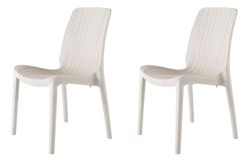 Silla Tipo Rattan De Comedor Terraza, Polipropileno Set De 2