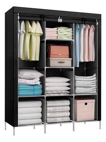 Guarda Roupa Dobrável Organizador De Roupa Decoteam Preto