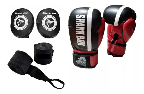 Oferta,kit Boxeo,guantes De Foco+guantes+vendas,shark Box