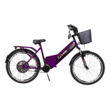 Bicicleta Elétrica Confort 800w 48v 15ah Violeta Cestinha