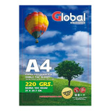 Papel Foto A4 Bifaz Doble Faz 220gr 100 Hojas Glossy Global Color Blanco