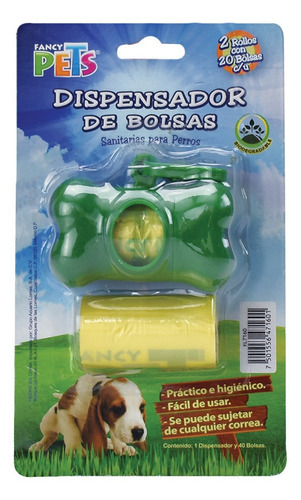 Dispensador Con 40 Bolsas Desechables Para Perro